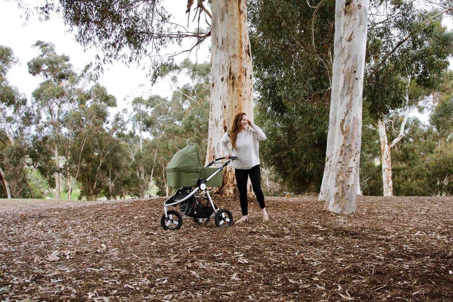 Bumbleride Indie in Camp Green with Bassinet Global
